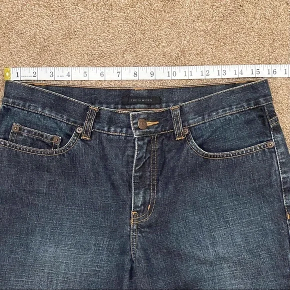 The Limited Dark Wash Denim Jeans w/ Perm Crease Straight Leg Classic Fit - Picture 10 of 14